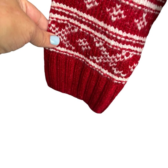 American Eagle Fair Isle Sweater Crew Neck  Red & White Knit Bonus dog sweater - Picture 6 of 13